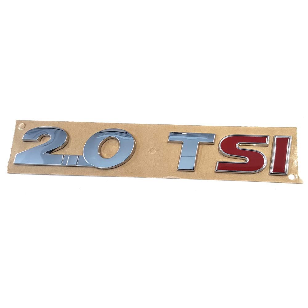 Volkswagen 1Q0853675SGQF Original VW Schriftzug 2.0 TSI Emblem Logo Aufkleber chrom glänzend, mit rotem SI von Volkswagen