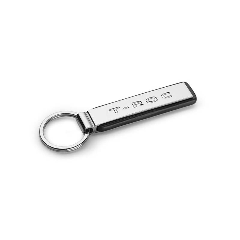 Volkswagen 2GA087010 Schlüsselanhänger Keyring Metall Anhänger silber/schwarz, mit T-Roc Schriftzug von Volkswagen