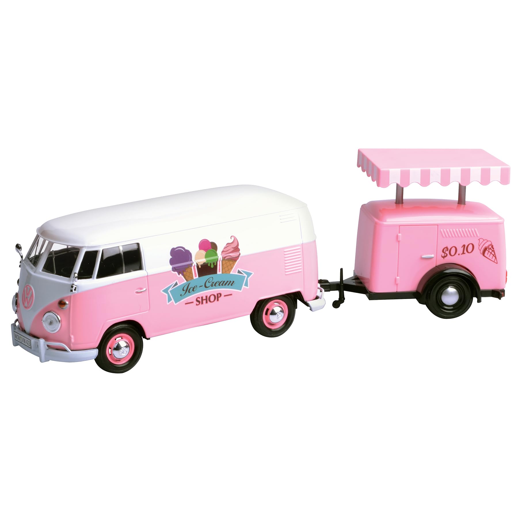 Volkswagen 3A3099303A Modellauto Eiswagen VW T1 Bulli Spielzeugauto Miniatur, rosa/weiß, Maßstab 1:24 von Volkswagen