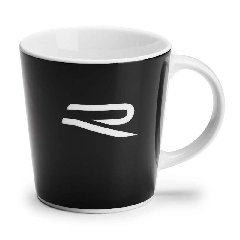 Volkswagen 5H6069601 Porzellantasse Becher R-Design Tasse Henkelbecher Kaffeetasse, schwarz/weiß von Volkswagen