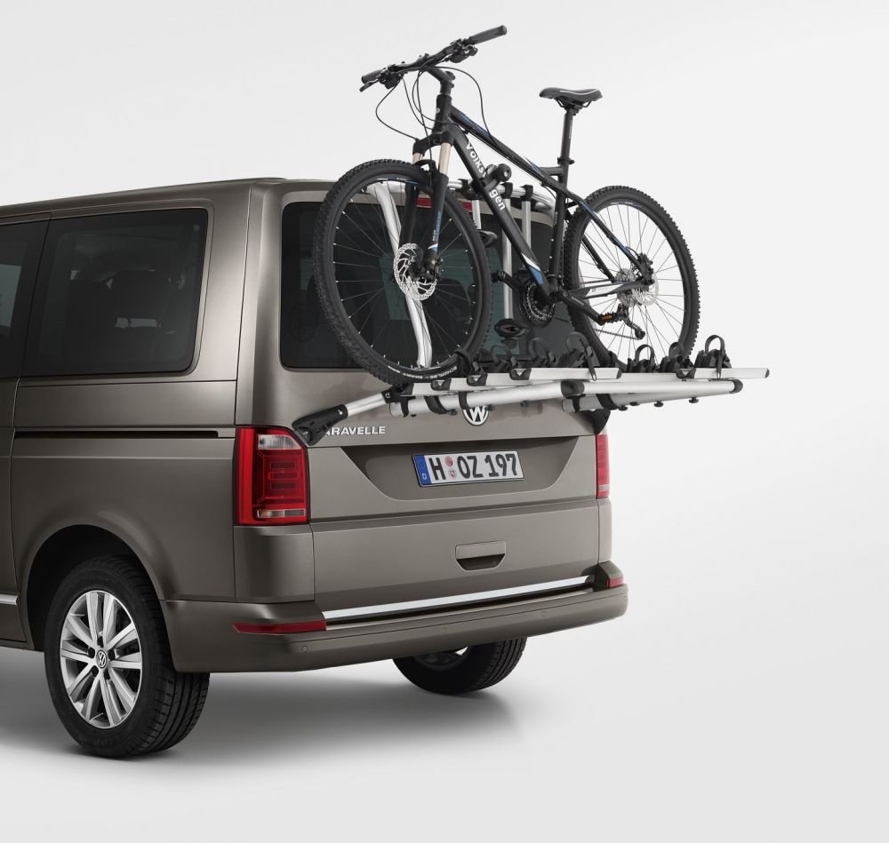 Volkswagen 7E0071104 Fahrradträger Original VW T6 Fahrradträger Heckklappe max. 4 Fahrräder, Nicht für elektrische Heckklappe von Volkswagen