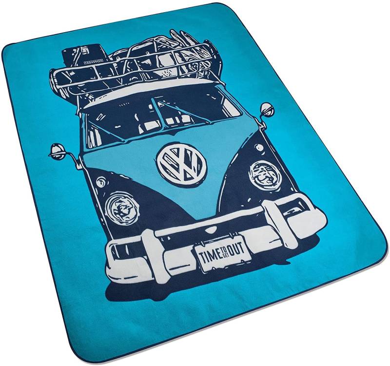 Volkswagen 7E9084509 Picknickdecke Decke Bulli 200x160cm Heritage, blau von Volkswagen