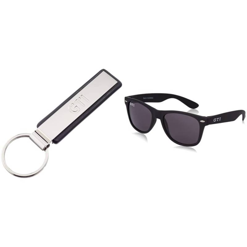 Volkswagen VW Metall Schlüsselanhänger GTI Key Ring Kollektion 000087010f Ypn Silber & 5HV087900 Sonnenbrille GTI Design Brille, schwarz von Volkswagen