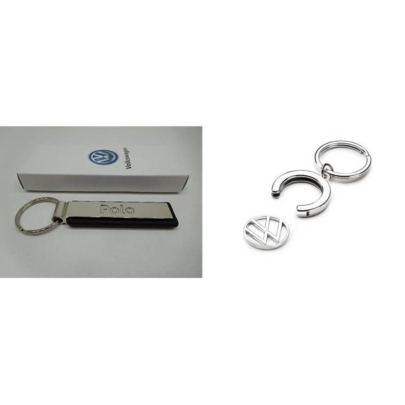 Volkswagen VW Metall Schlüsselanhänger Polo Key Ring Kollektion & 000087010BT Schlüsselanhänger Pfandchip Einkaufswagenchip Keyring Anhänger, mit neuem VW Logo von Volkswagen