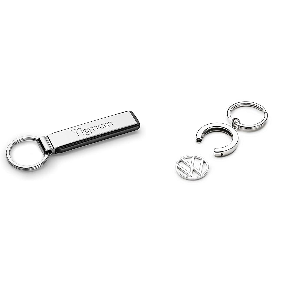 Volkswagen VW Metall Schlüsselanhänger Tiguan Key Ring Kollektion & 000087010BT Schlüsselanhänger Pfandchip Einkaufswagenchip Keyring Anhänger, mit neuem VW Logo von Volkswagen