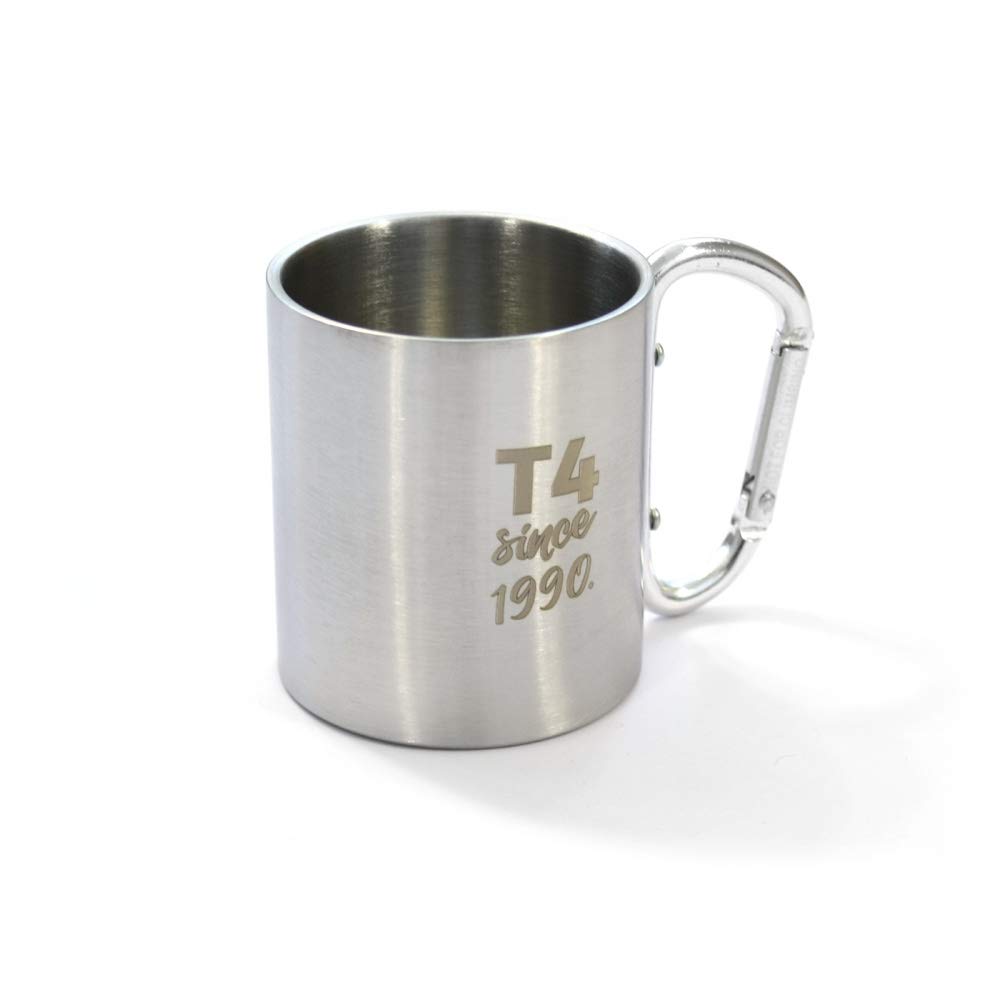 Volkswagen ZCP905036 Kaffeebecher Edelstahl Tasse Becher T4 Since 1990 Mug Karabiner, Silber von Volkswagen