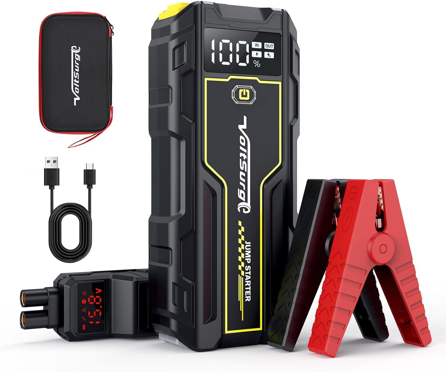 6000A VoltSurge Starthilfe Powerbank, Spitzenstrom Auto Starthilfe, 12V für Alle Benzinmotor/8,0L Dieselmotor, Tragbarer Batterie Booster mit USB-Schnellladung 3.0 von VoltSurge