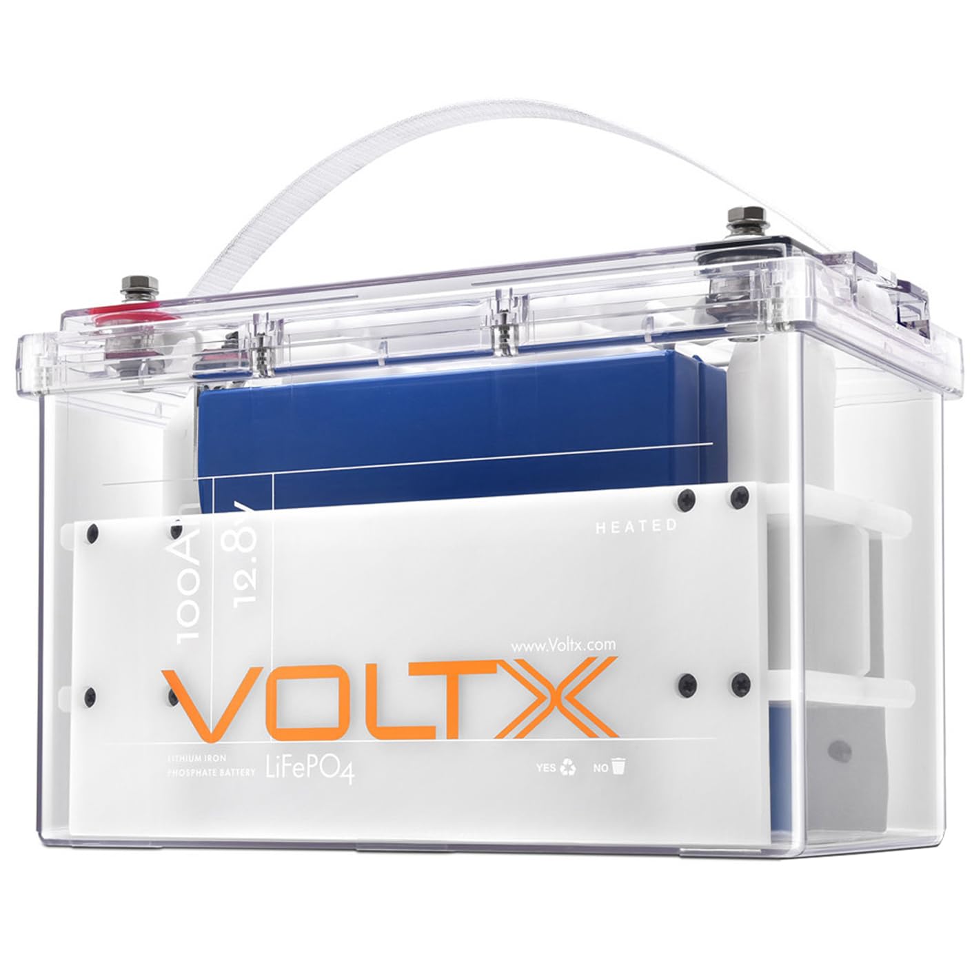 VoltX LiFePO4 100Ah Lithium Batterie, Intelligente Selbstheizungs, Fortgeschritten Transparente Hülle - S12-100 von VoltX