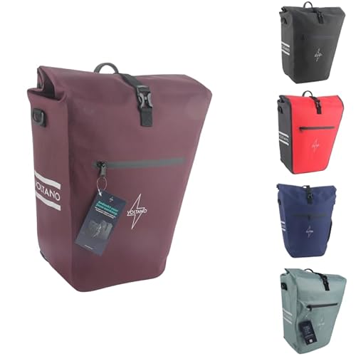 Voltano - Fahrradtasche - Hochwertige Gepäckträgertasche - Bordeauxrot Fahrradtasche - 100% wasserdicht - 28 Liter von Voltano