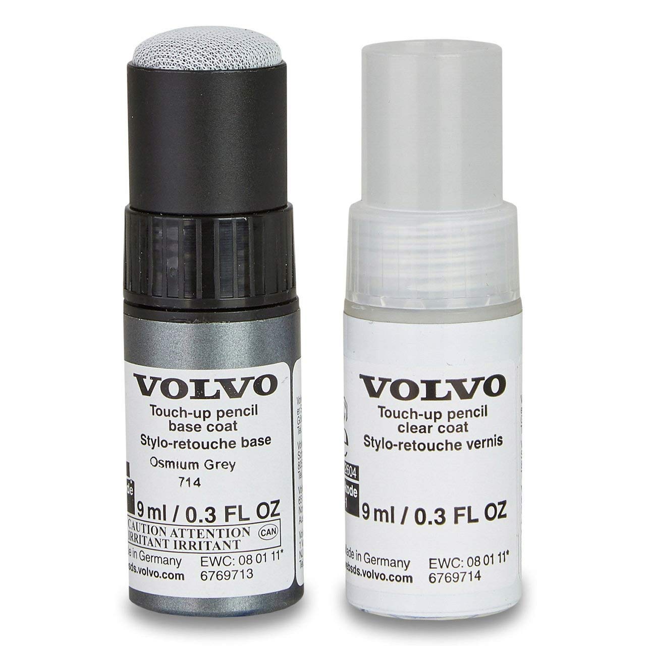 Volvo Original 714 Osmium Grey Lackstift Set - 9ml Basislack, 9ml Klarlack - Lackreparatur Set Ausbesserungslack grau 31402303 von Volvo