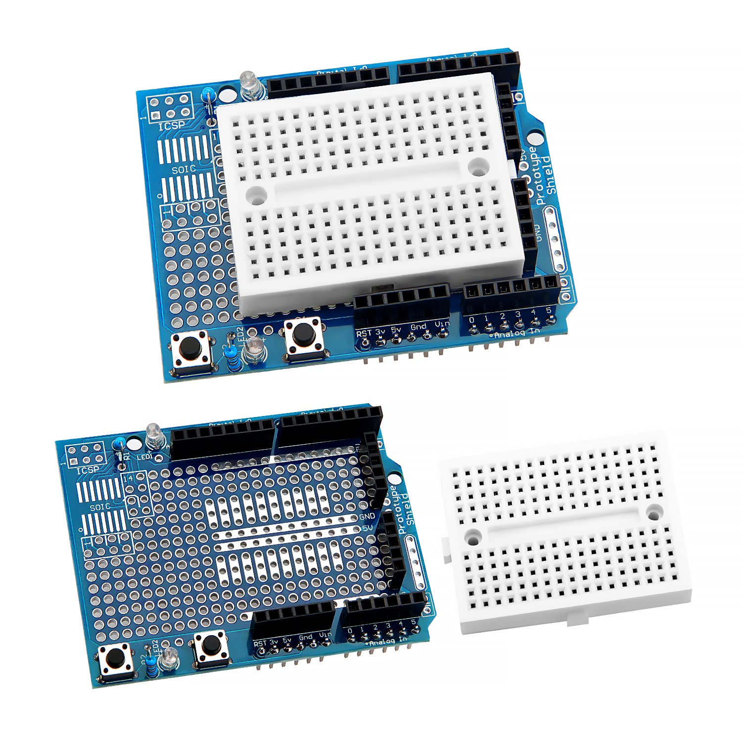 VooGenzek 2 Stück Prototyping Prototype Shield ProtoShield Mini Breadboard, Compatible with Arduino UNO R3 ProtoShield von VooGenzek