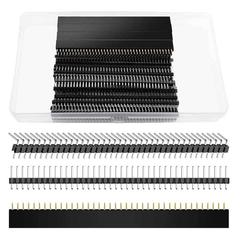 VooGenzek 50 Stück 3 Typen 2.54mm 40 Pin Gerade Einreihige Stapelbare Buchsenleiste, Männlich und Weiblich Stiftleiste Sockel Steckerleiste, für Arduino Stackable Shield von VooGenzek