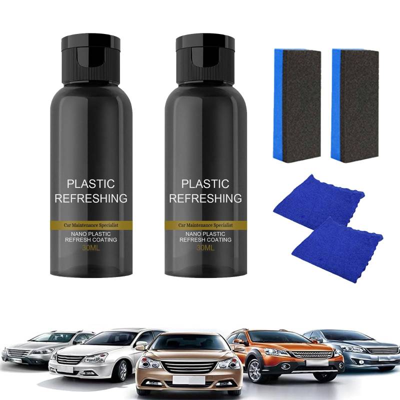 Benighty Plastic Revitalizing Coating Agent for Cars,Plastic Restorer for Cars,Plastic Recycled Coating Agent, Nano Plastic Revitalizing Refreshing Coating Agent (2 Set,30ML) von Vopetroy