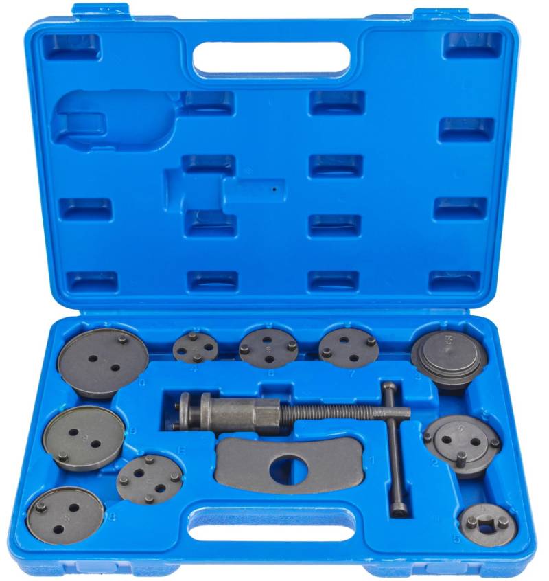 Bremskolbenrücksteller Set 12 TLG | Profi Bremssattel Rückstellwerkzeug für PKW | Universales Bremskolben Werkzeug Set mit Adaptern & Koffer für Reparatur & Wartung (12-TLG.) von Vorfal