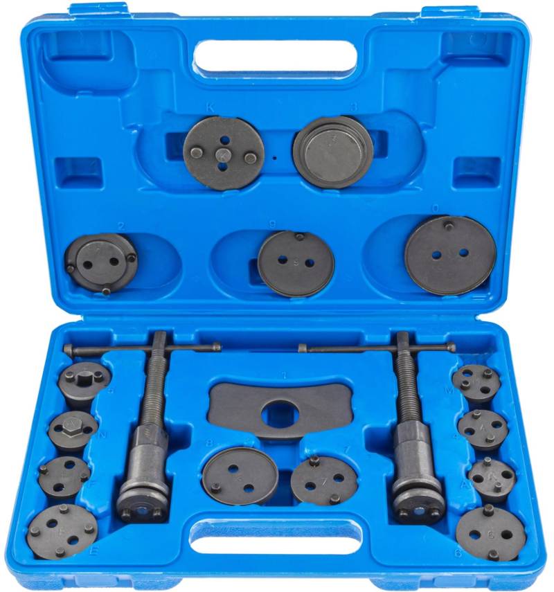 Bremskolbenrücksteller Set 18 TLG | Profi Bremssattel Rückstellwerkzeug für PKW | Universales Bremskolben Werkzeug Set mit Adaptern & Koffer für Reparatur & Wartung (18-TLG.) von Vorfal