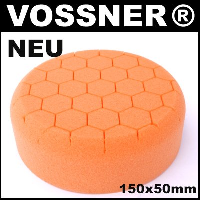 Profi Polierschwamm Hexagon 150mm orange mittel für Poliermaschine von Vossner