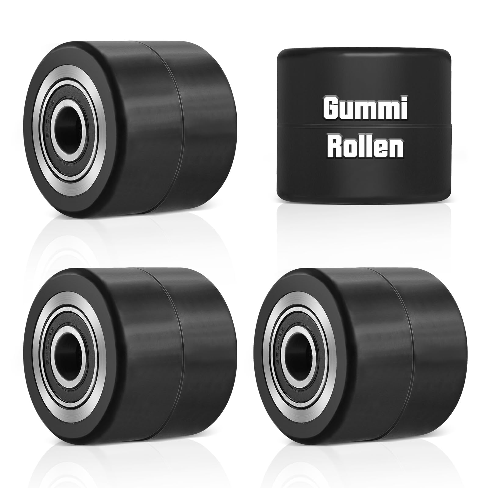 4 Stück Hubwagenrollen Gummirollen 80x70 mm, Achse 20 mm inkl. Kugellager Rollen Laufrollen für Hubwagen Ersatzrollen, Max. Belastung 600 KG von Vrietina