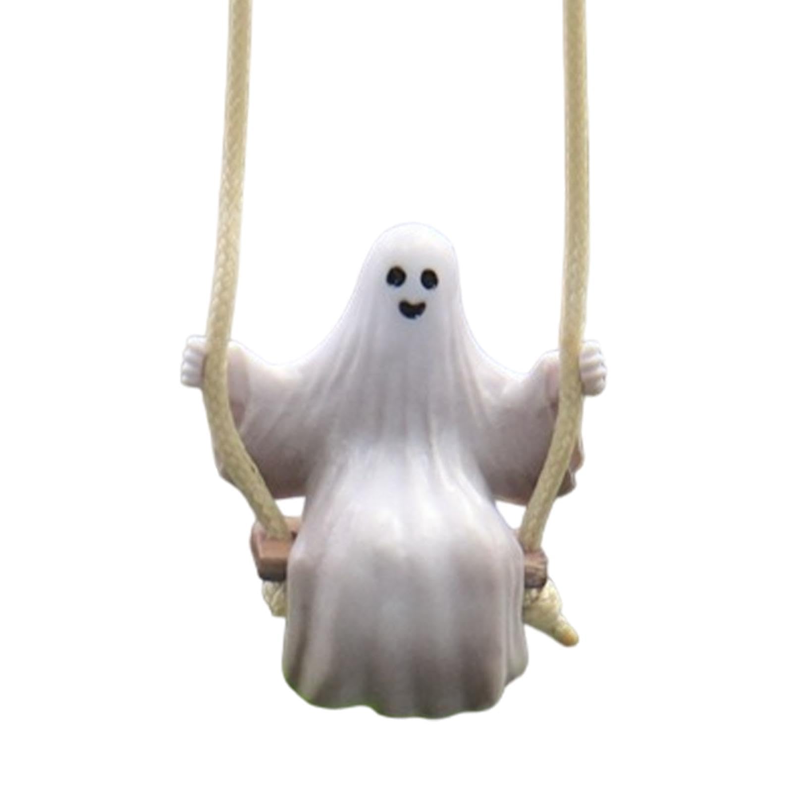 Vriusi Ghost Car Pendant, Car Mirrors Swinging Charm Ghost Decorations, Halloween Ghost Swing Car Pendant, Car Interior Accessories, Car Rearview Pendant Ornament for Holidays von Vriusi