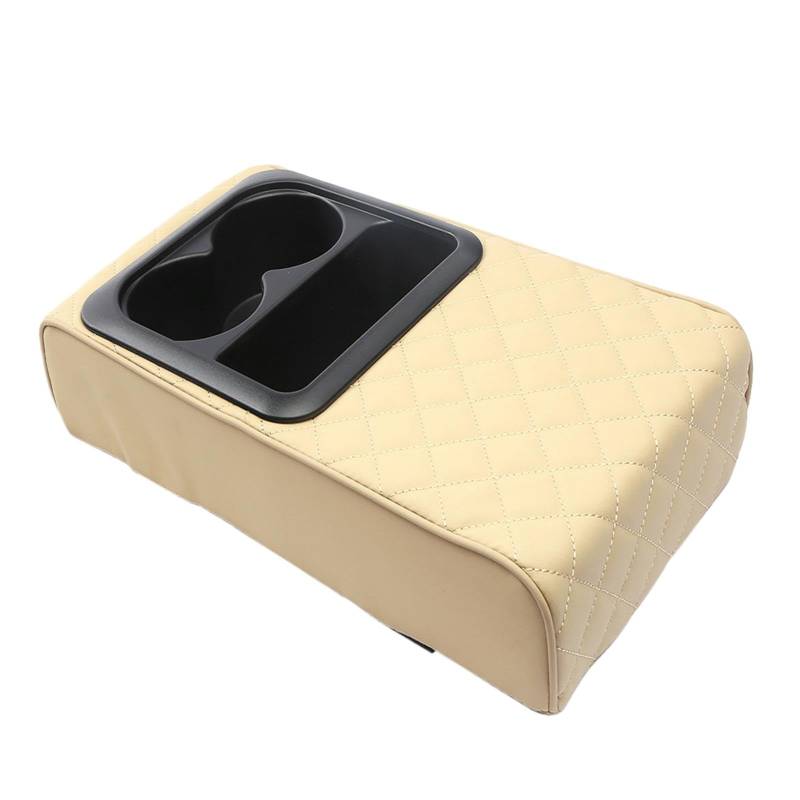 Vriusi Multifunktionales Auto-Armrest Box Pad, Armrest Box Heightening Pad, Car-mounted Extended Storage, Center Console Cover with Cup Holder, Leather Booster Car Armrest Cover Protector for Cars von Vriusi