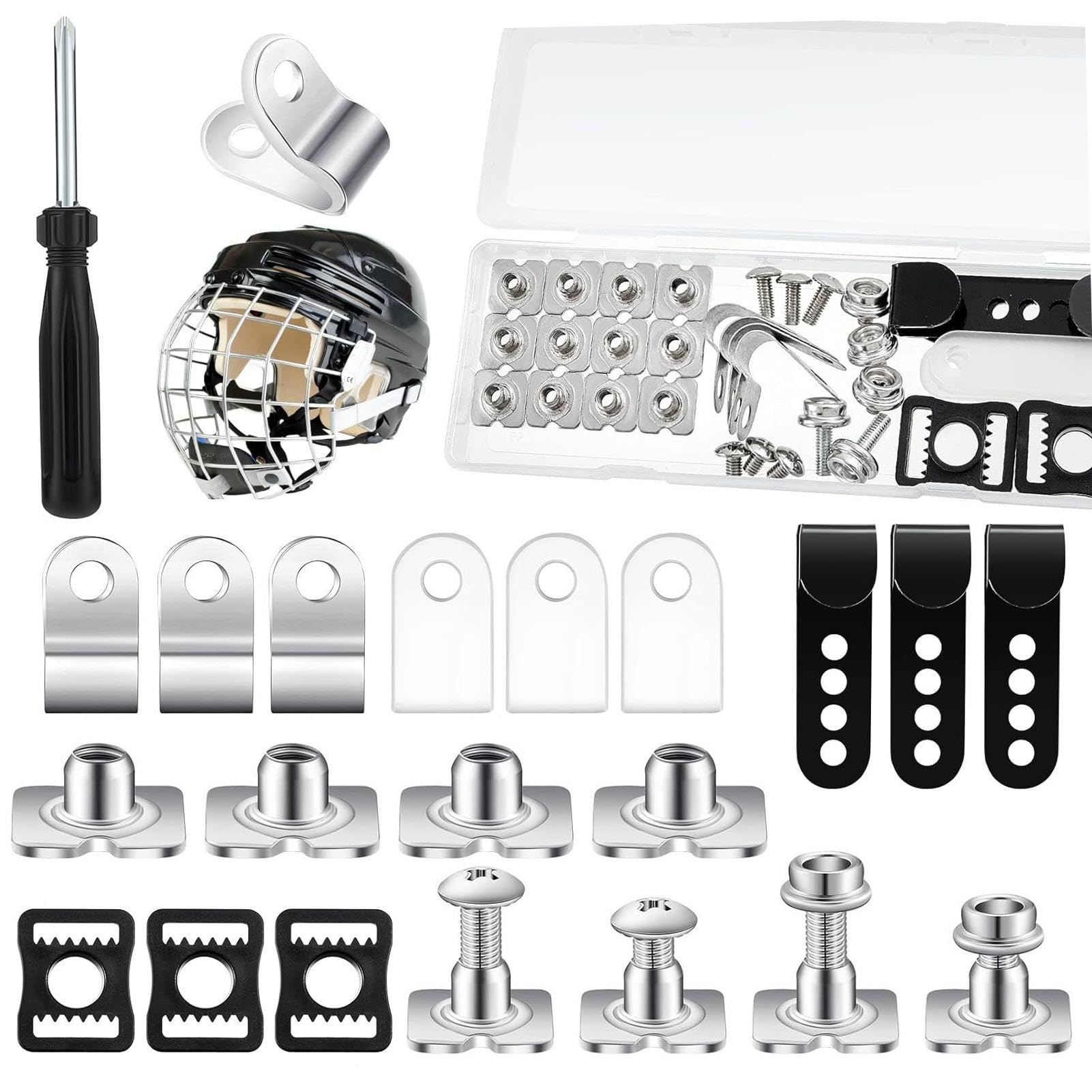 Vriusi Repair Kit für Fußball, Edelstahl, Fußball-Reparaturset, mehrere Ersatzteile, Hardware-Kit für Fußball, Visor Clip, Ersatzteil, J Clips für Fußball, Gummi Gasket für Sport von Vriusi