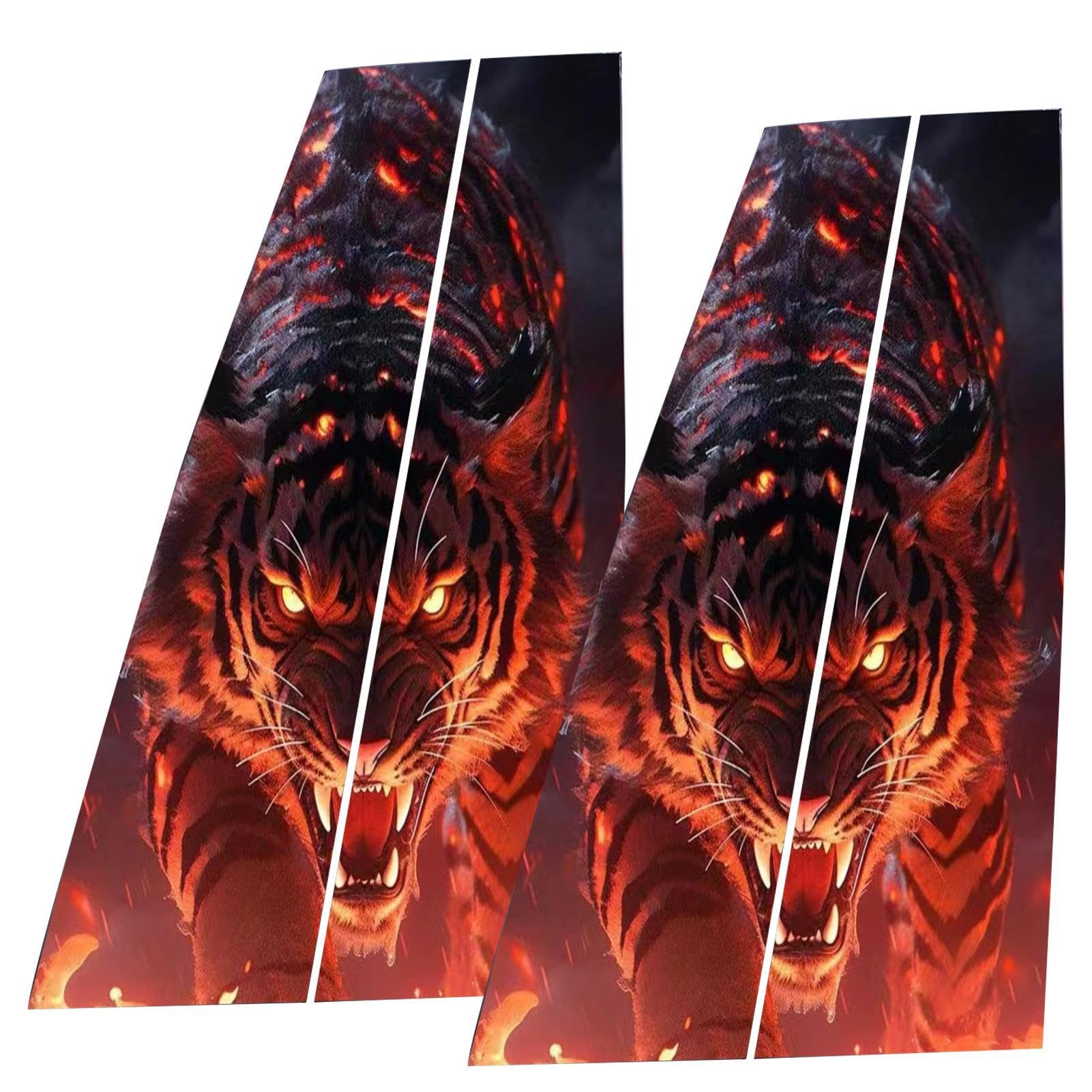 Wolf Design Auto-Kissen Molding, Automotive Window Pillar Decals, Black Wolf Car Pillar Sticker Set, Auto Pillar Posts with Flame Design, Black Wolf and Flames Window Cover, Side Door Window Pillar von Vriusi