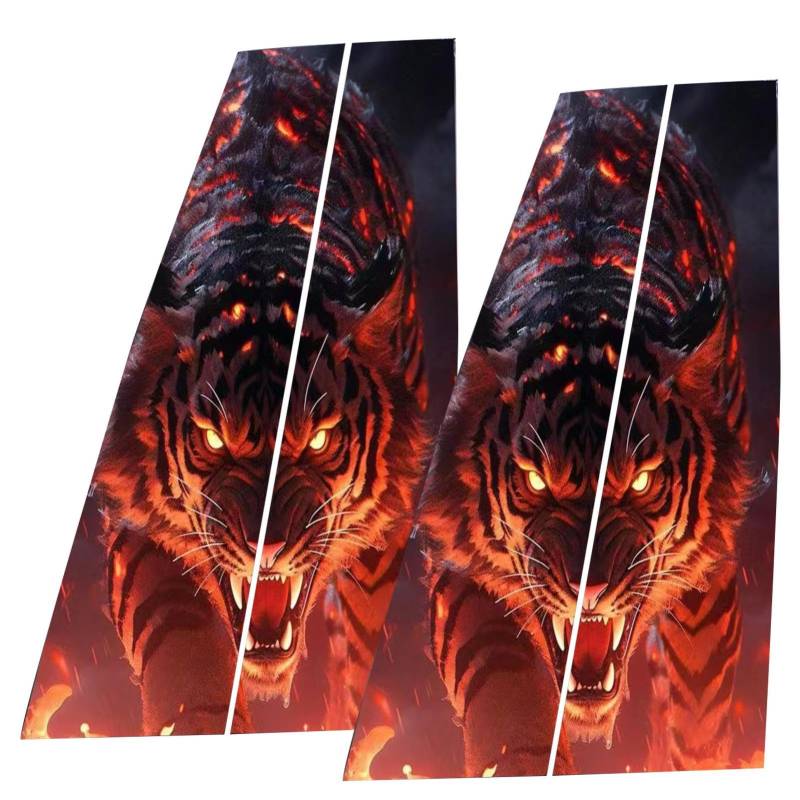 Wolf Design Auto-Kissen Molding, Automotive Window Pillar Decals, Black Wolf Car Pillar Sticker Set, Auto Pillar Posts with Flame Design, Black Wolf and Flames Window Cover, Side Door Window Pillar von Vriusi