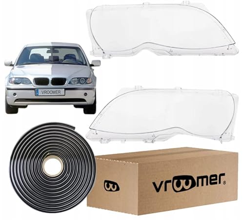 VROOMER Scheinwerferglas kompatibel mit 3er E46 Sedan/Touring 2001-2005 Facelift Lichtscheibe Scheinwerfer Abdeckung Frontscheinwerfer Streuscheibe (Rechts und Links) von Vroomer