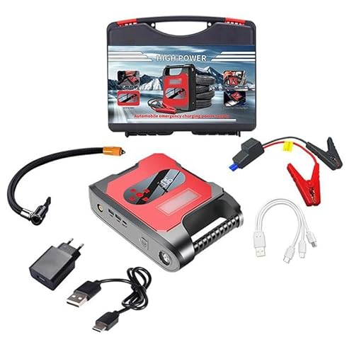 ﻿ ﻿ Upgrade Starthilfe Powerbank Auto 6000A Spitzenstrom 32000mAh Mit LED Taschenlampe, Starthilfe Power Pack,Für 12V-Fahrzeuge Batterie Starter SUV Motorrad ATV Rasenmäher ﻿ ﻿ (Rot) von Vulaop