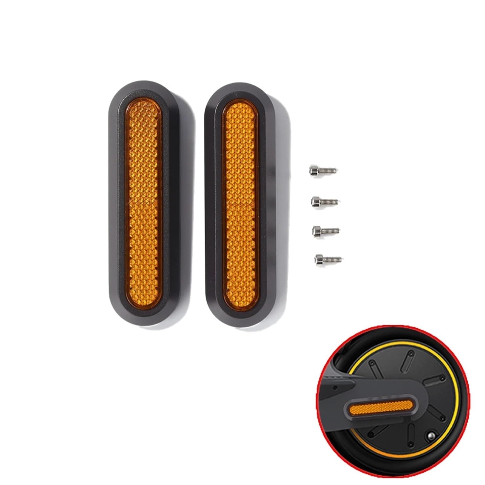 Vuzmode 1/2/4 Stück Radkappen-Schutzhüllen for nachtreflektierende Nachtaufkleber for Elektroroller, for Xiaomi, Mi M365 Pro 2 Reflektorstreifen-Set für seitliche Radabdeckungen(2pcs Wheel Cover F) von Vuzmode