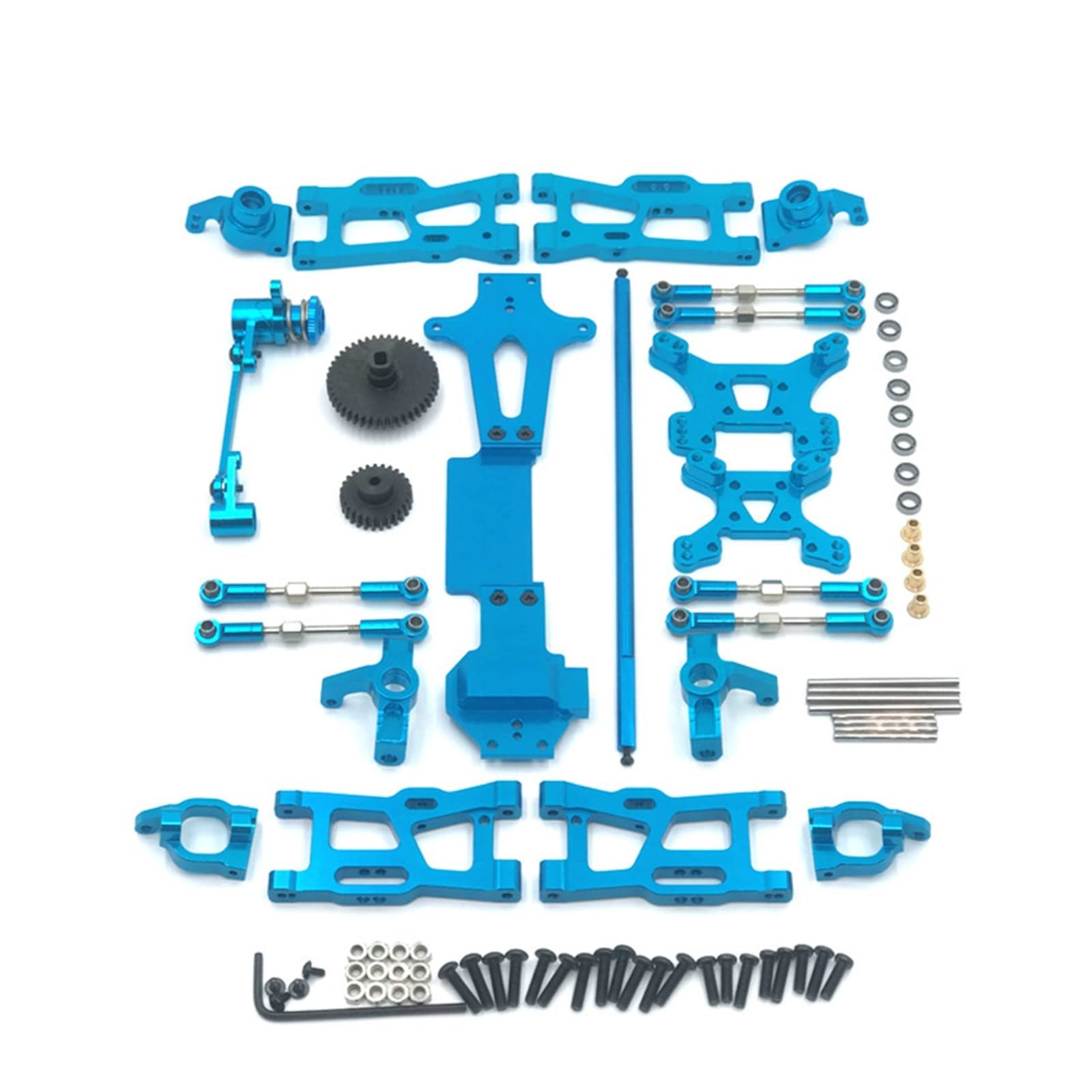 Vuzmode 24 PC Full Upgrade Ersatzteile Metall C, for Sitz, Lenkschalenschwinge, zentrale Antriebswelle, for WLtoys, 1:14 144001 RC Car RC-Car-Upgrade-Teile(Blue) von Vuzmode