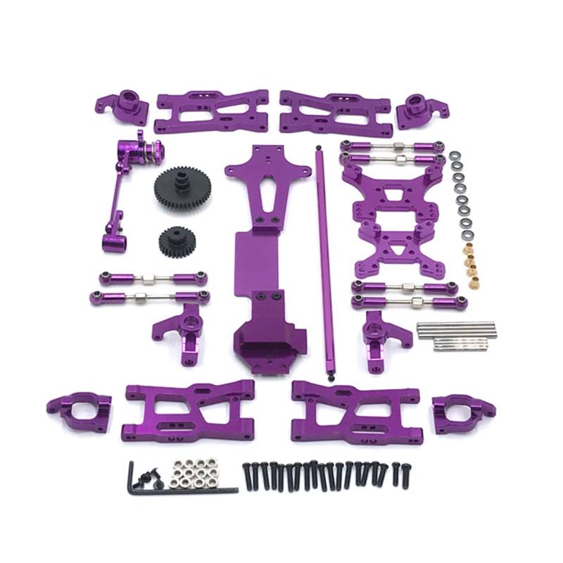 Vuzmode 24 PC Full Upgrade Ersatzteile Metall C, for Sitz, Lenkschalenschwinge, zentrale Antriebswelle, for WLtoys, 1:14 144001 RC Car RC-Car-Upgrade-Teile(Purple) von Vuzmode