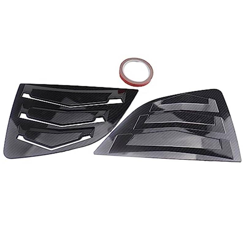 Vuzmode 2PCS Rear Quarter Window Louvers Spoiler Panel, for Jazz, 2014-2018 Hatchback Window Louver Side Vent Trim Car Styling Rear Spoiler Auto-Heckspoiler-Kit(Black Carbon Fiber Look) von Vuzmode