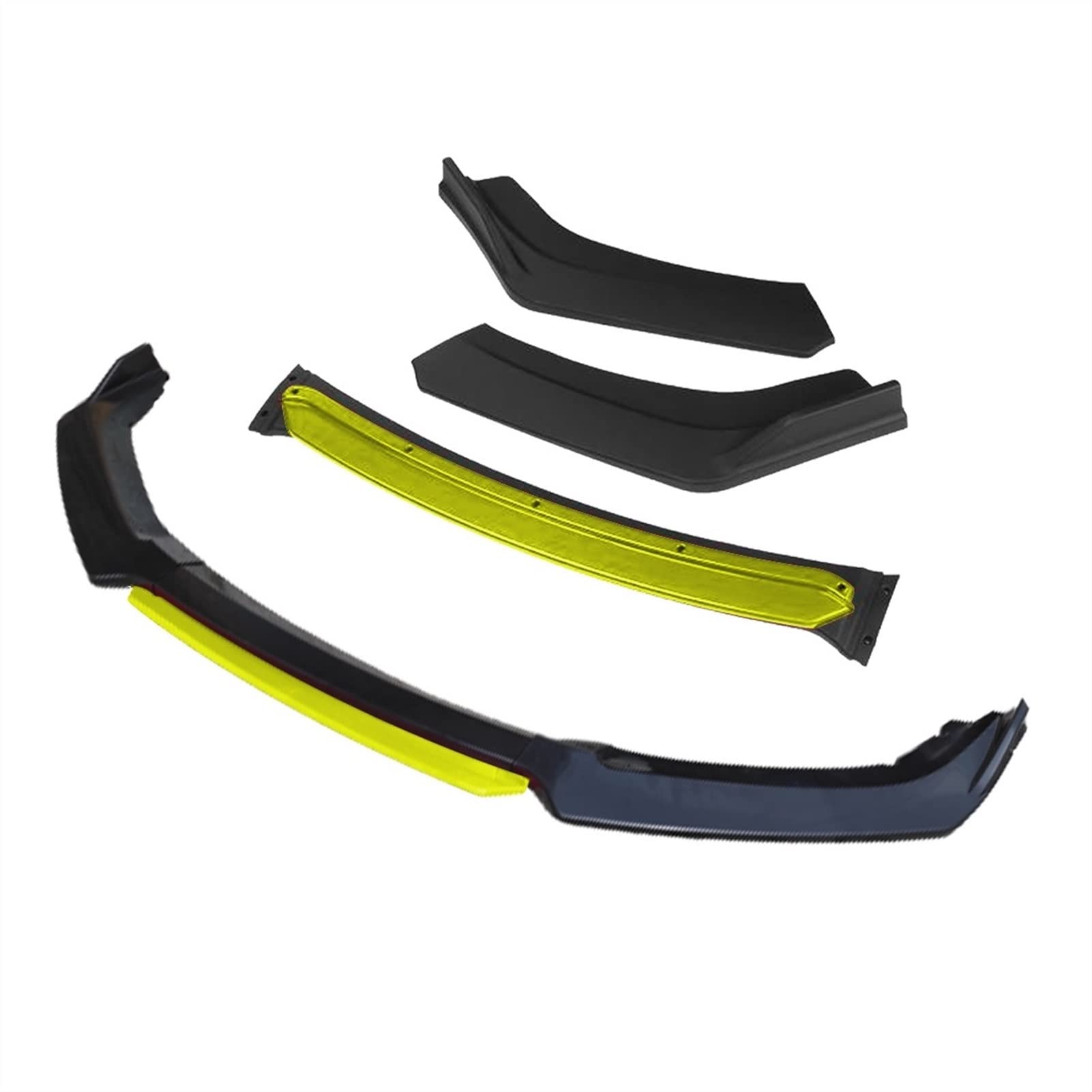 Vuzmode 3-teiliges Zubehör for Auto-Frontstoßstange, Lippendiffusor, Body-Kit, Spoiler, for Renault, Fluence, Schwarz Karosserie-Splitter-Kit(4pcs+Yellow) von Vuzmode