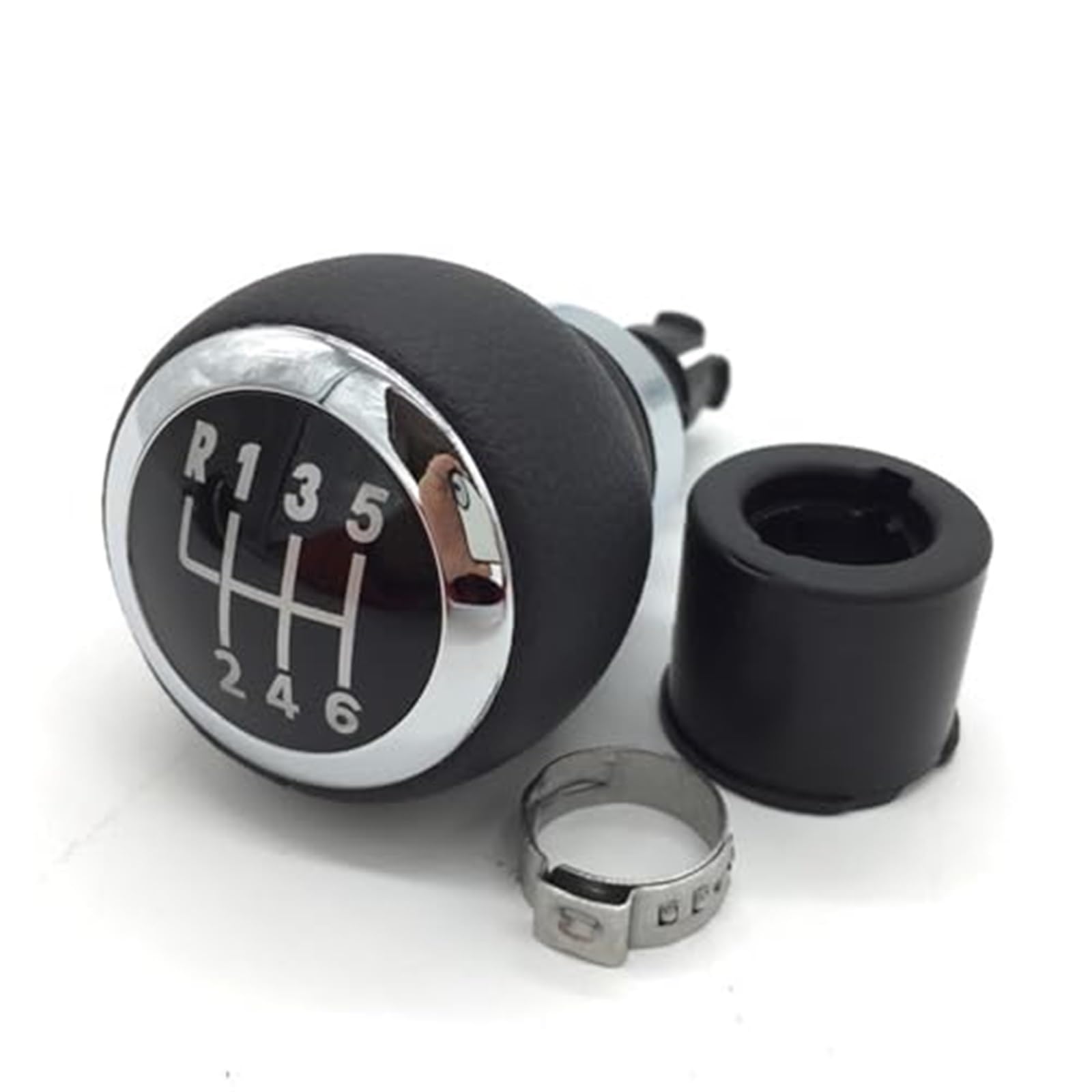 Vuzmode 5 6 Gang Schaltknauf Hebel Schaltmanschette Kofferraumabdeckung, for VW, Passat, B6 2005-2011 Handbuch Auto-Schalthebelabdeckung(Black 6 Speed Knob) von Vuzmode