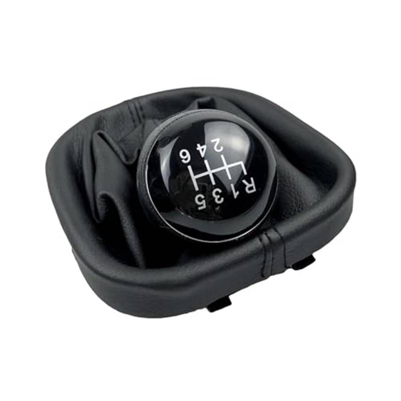 Vuzmode 5 6-Gang-Schaltknaufhebel Handball-Leder-Gamaschen-Kofferraumabdeckung, for VW, for Caddy, 2 MK2, for Touran, 2004–2009 Auto-Schalthebelabdeckung(Black 6 Speed) von Vuzmode