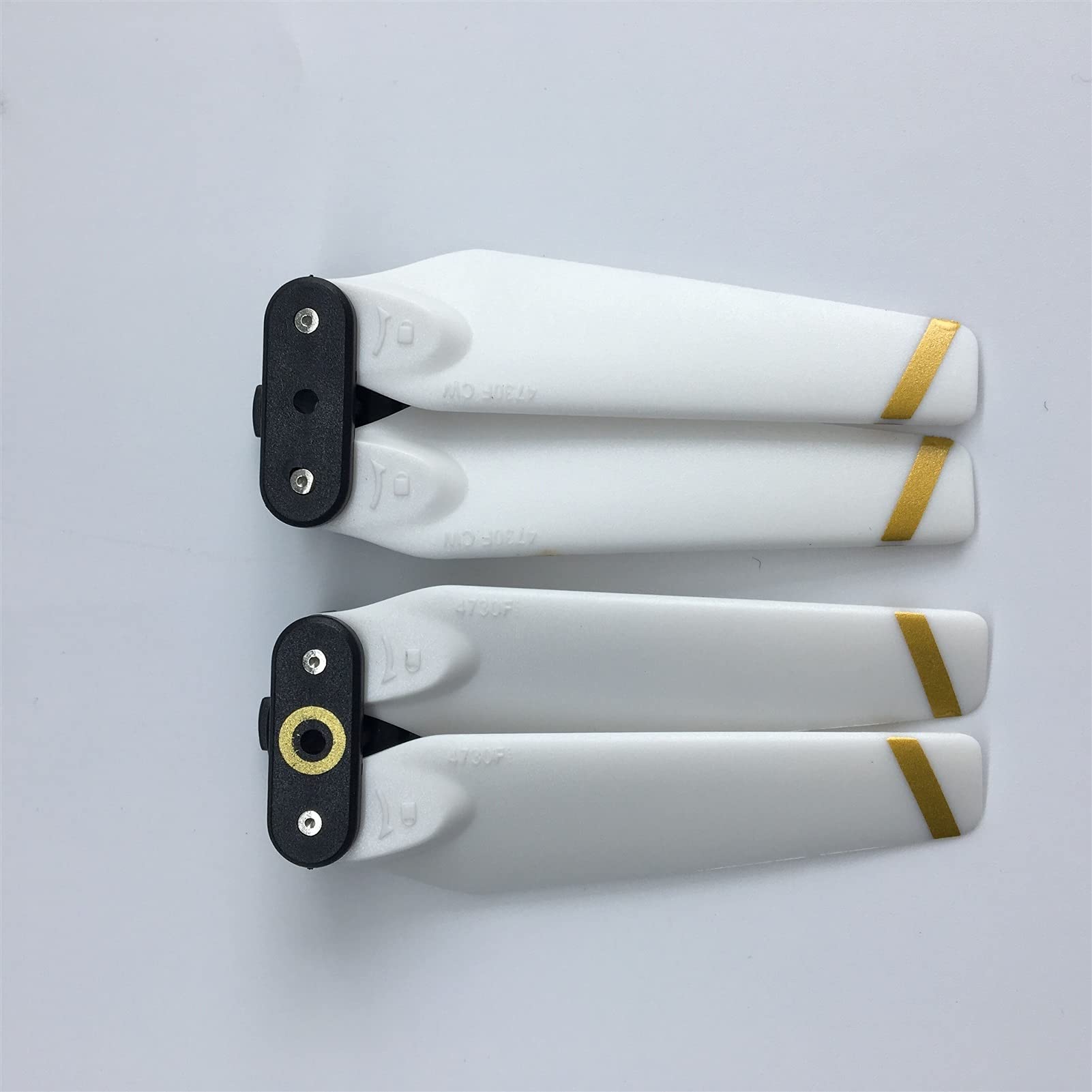 Vuzmode 8 Stück Ersatzpropeller, Drohnenzubehör, klappbare 4730-Klingen, Ersatzteile, 4730F, Schnellverschluss-Requisiten, CW/CCW-Propeller, for DJI, Spark Propellerersatz für Drohnen(White gold strip von Vuzmode