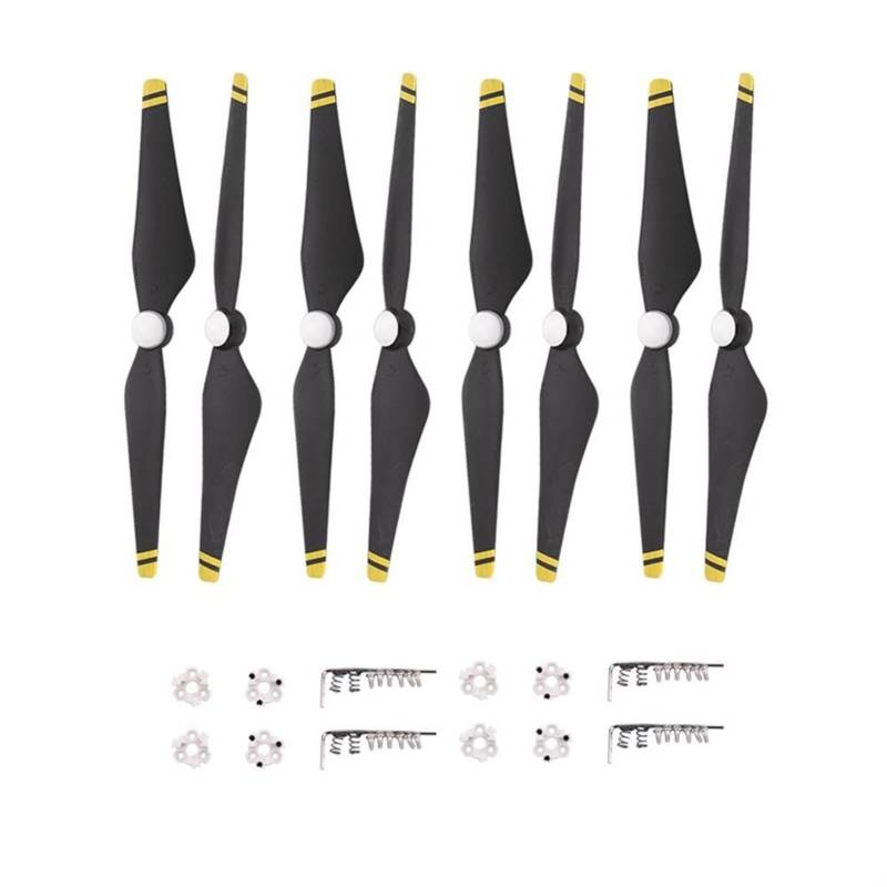 Vuzmode 8 Stück Propeller 9450S Schnellspannklinge CC CW Requisiten mit Montagebasis, for DJI Phantom 4 PRO 4a Advanced Drone Ersatzpropeller(Black and Yellow) von Vuzmode