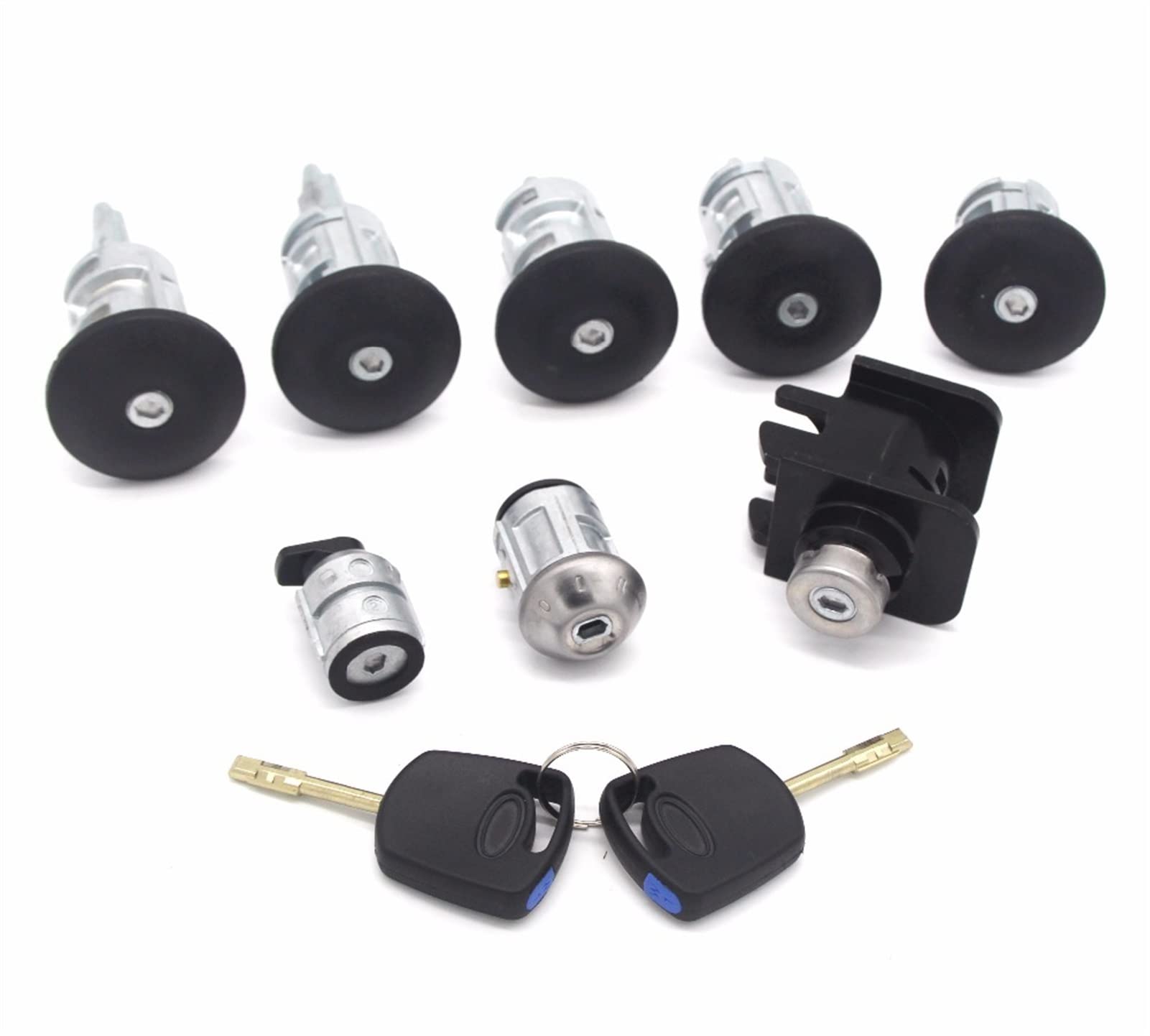 Vuzmode 8-teiliges komplettes Schloss-Set, Zündschloss, Links und rechts, Türschloss, Kofferraumschloss, for Ford, Transit Connect 2002–2013, 2T1AV22050AD 4425134 Türschloss-Zylinder mit Schlüsseln von Vuzmode