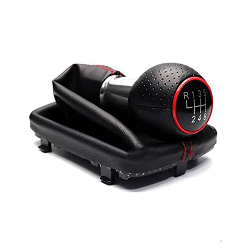 Vuzmode Auto-Schalthebelabdeckung 5 6-Gang for A4 8E B6 B7 2000-2008 Auto-Schaltknauf-Stick-Gamasche-Boot-Abdeckung Schaltknauf Auto Auto-Automatik-Schaltknauf(Black Red R123456) von Vuzmode