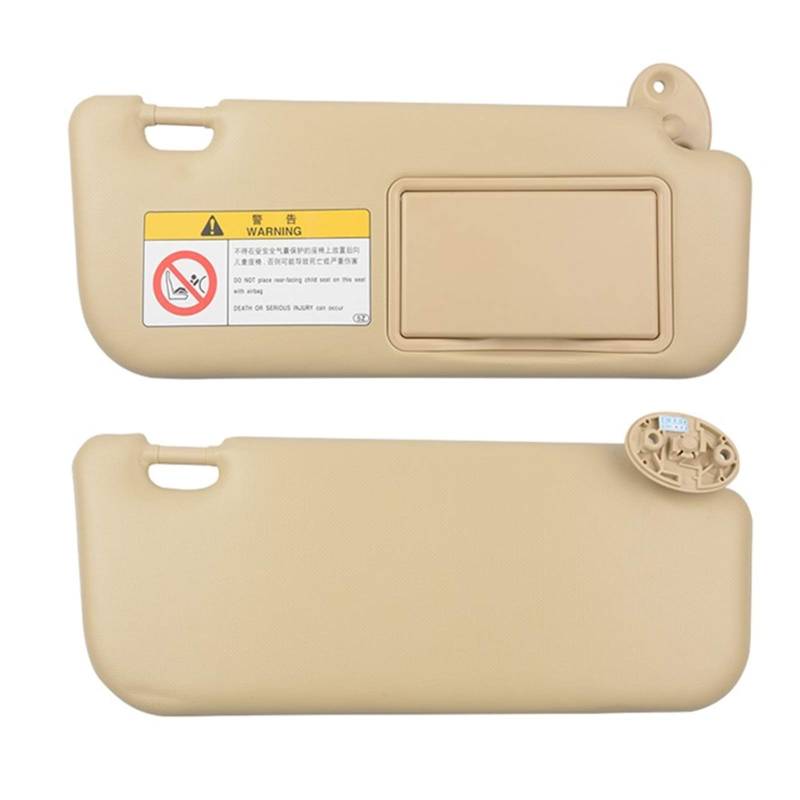 Vuzmode Autozubehör Grau Beige Sonnenblende mit Make-up-Spiegel und Schrauben, for Corolla 2014 2015 2016 2017, 74320-02B21 74310-02K91 Auto-Sonnenschutzpaneel(LH and RH beige) von Vuzmode