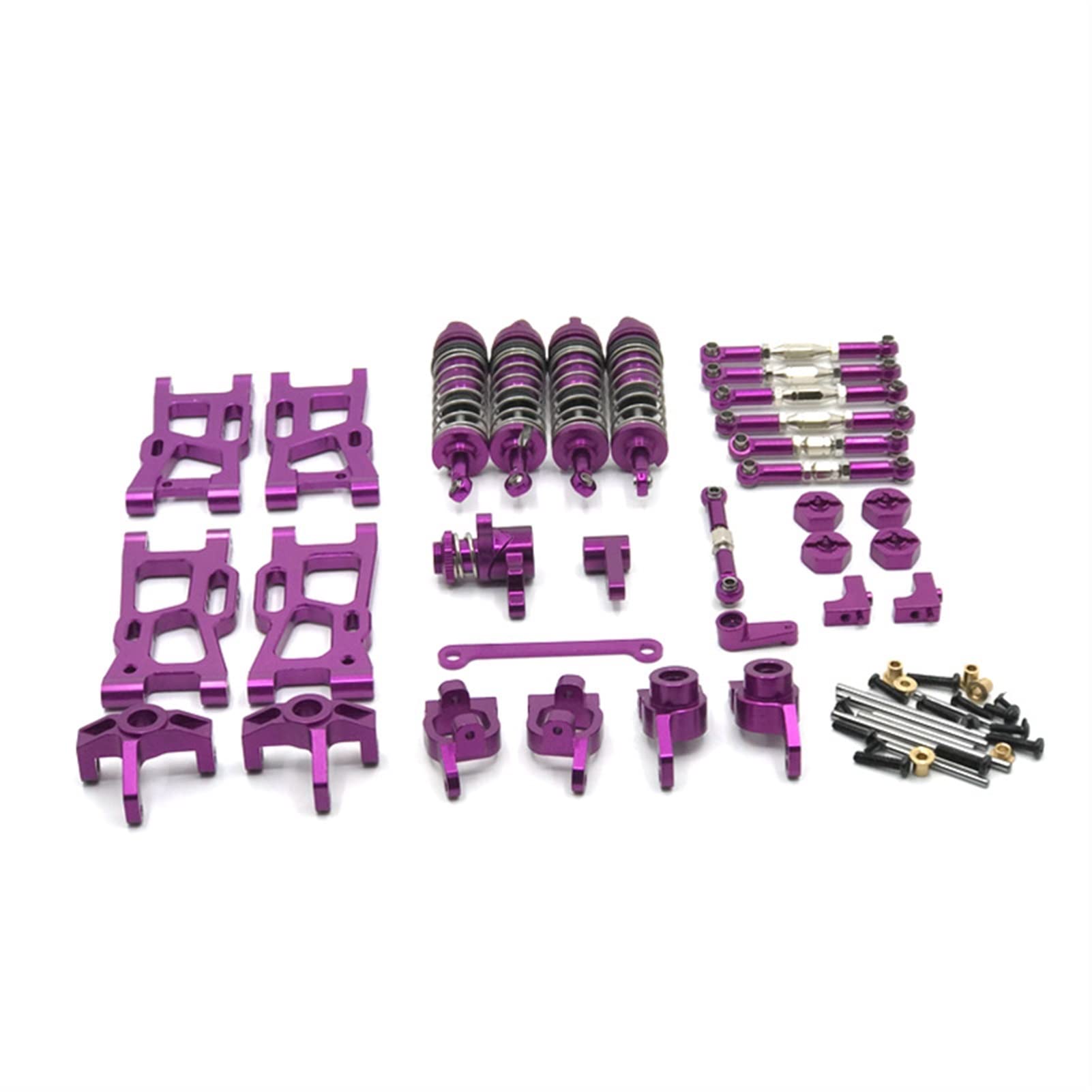 Vuzmode Fernbedienung Auto Metall Schwinge Stange Hydraulische Stoßdämpfung, for WLtoys, 144001 144002 124017 124019 RC-Car-Upgrade-Teile(Purple) von Vuzmode