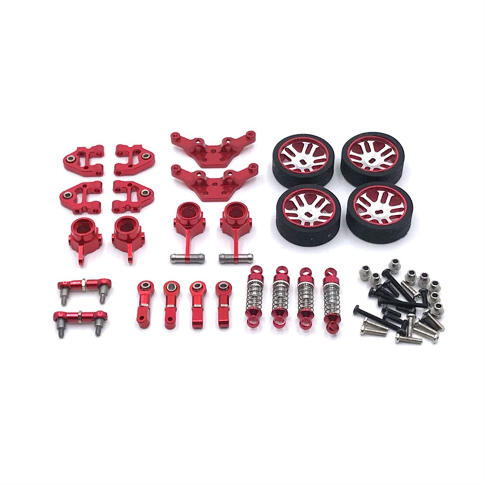 Vuzmode Fernbedienung Auto Teile Metall Upgrade Kit Stoßdämpfung Schwinge Lenkung Tasse, for WLtoys, 1/28 RC Auto 284131 K979 K989 K999 RC-Car-Upgrade-Teile(Red) von Vuzmode