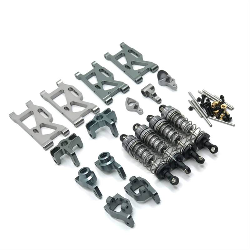 Vuzmode Metall Fernbedienung Auto Metall Modifikation Teile Schwinge Stoßdämpfer, for WLtoys, 144001 124017 124019 RC-Car-Upgrade-Teile(Gray) von Vuzmode