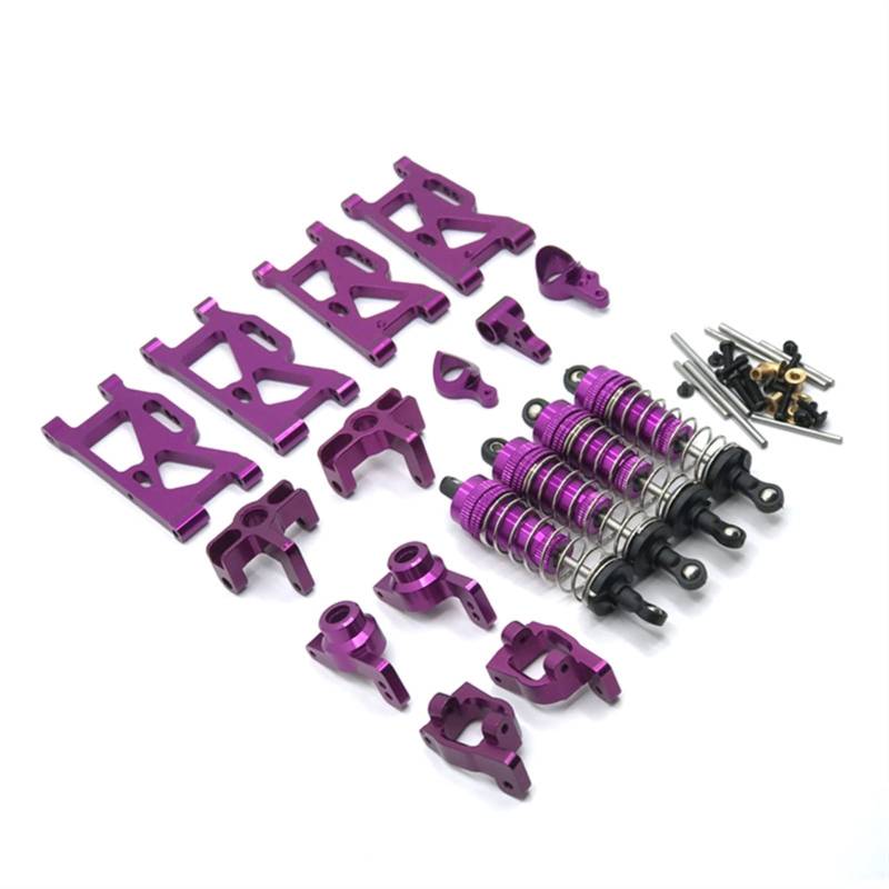 Vuzmode Metall Fernbedienung Auto Metall Modifikation Teile Schwinge Stoßdämpfer, for WLtoys, 144001 124017 124019 RC-Car-Upgrade-Teile(Purple) von Vuzmode