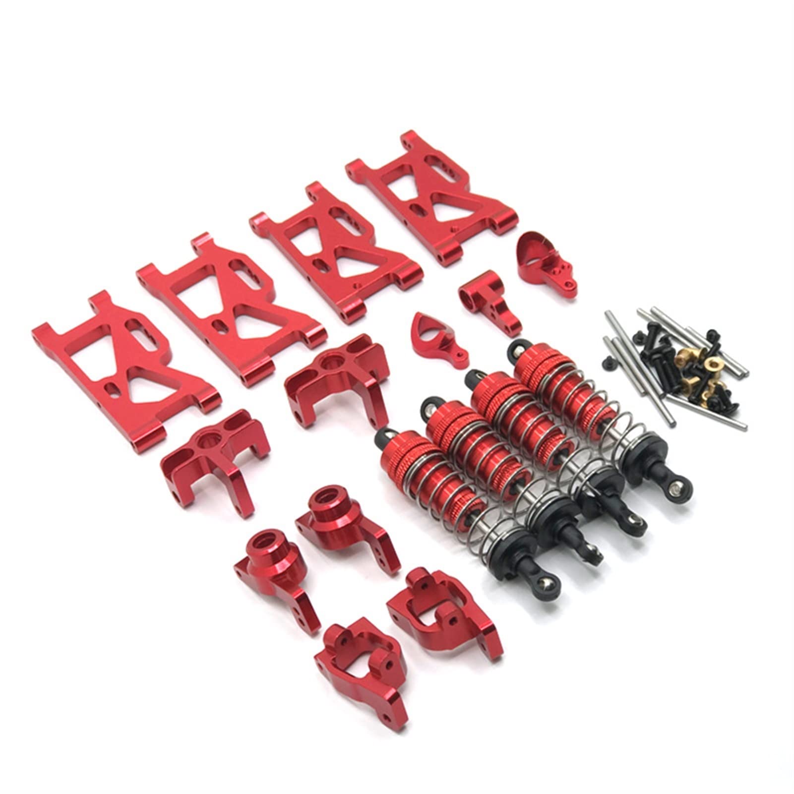 Vuzmode Metall Fernbedienung Auto Metall Modifikation Teile Schwinge Stoßdämpfer, for WLtoys, 144001 124017 124019 RC-Car-Upgrade-Teile(Red) von Vuzmode