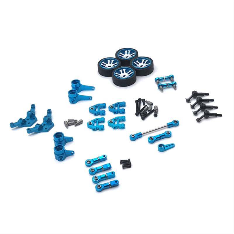 Vuzmode Metall-Upgrade-Teile-Modifikationssatz, einschließlich Lenkgetriebe, Räder usw., for WLtoys, Auto 1/28 284131 K979 K989 K999 RC-Car-Upgrade-Teile(Blue) von Vuzmode