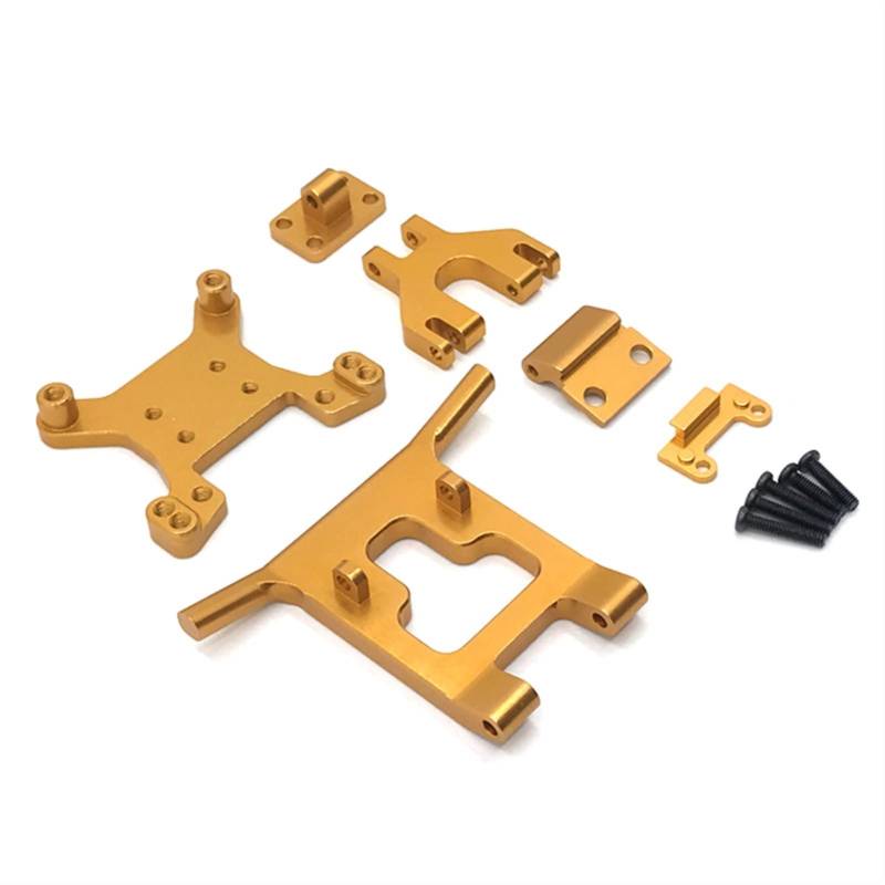 Vuzmode Metallteile Fernbedienung Autoteile Stoßdämpferhalterung for vordere Stoßstange, for WLtoys, 124017-16-18 124019 144001 RC-Car-Upgrade-Teile(Gold) von Vuzmode