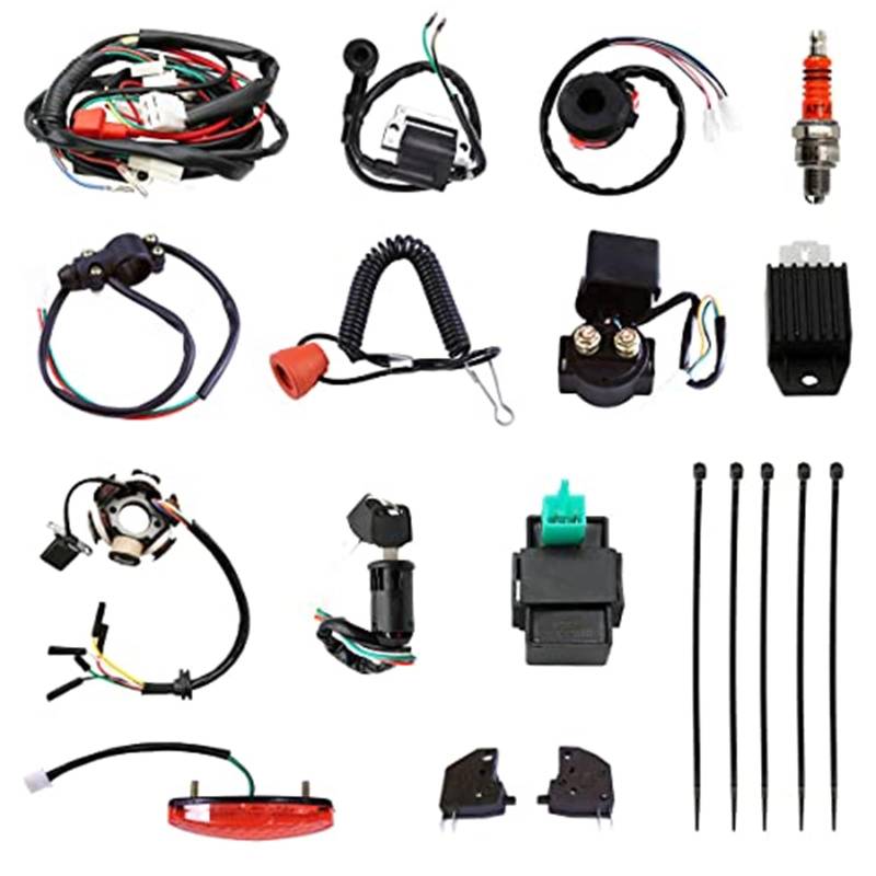 Vuzmode PRO BAT Komplette Elektrik Kabelbaum Spule Zündkerzensätze, for 50CC 70CC 90CC 110CC ATV Quad Pit Dirt Bike Buggy Go Kart CDI-Zündkit(Black DHSMWH006N) von Vuzmode