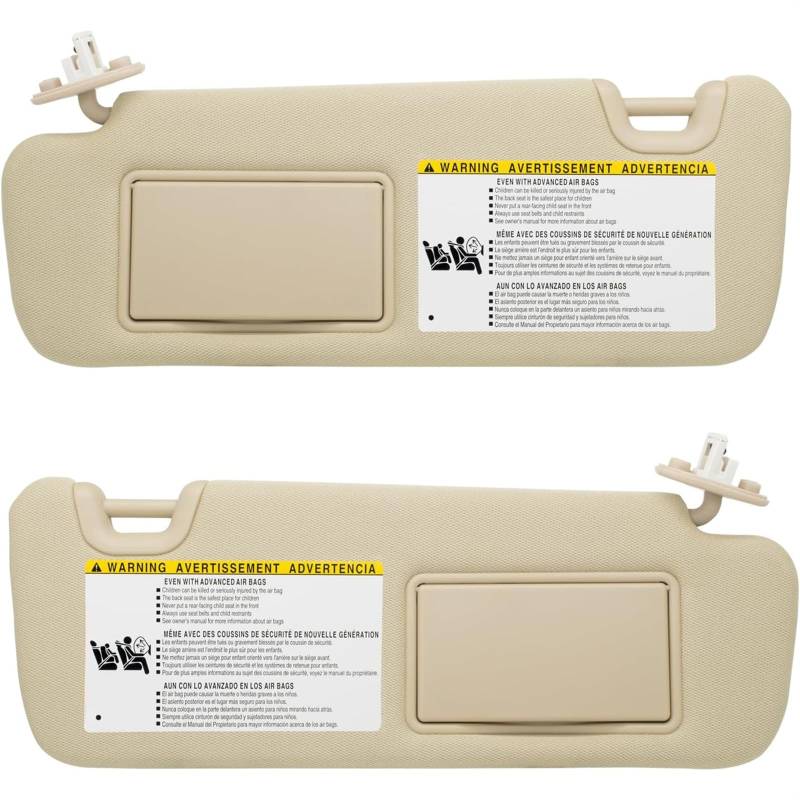 Vuzmode Sonnenblende mit Licht, for Toyota, Highlander 2014, 2015, 2016, 2017, 2018, 2019. Ersetzt # 74310-0E072-B0 Auto-Sonnenschutzpaneel(Beige Left and Right) von Vuzmode