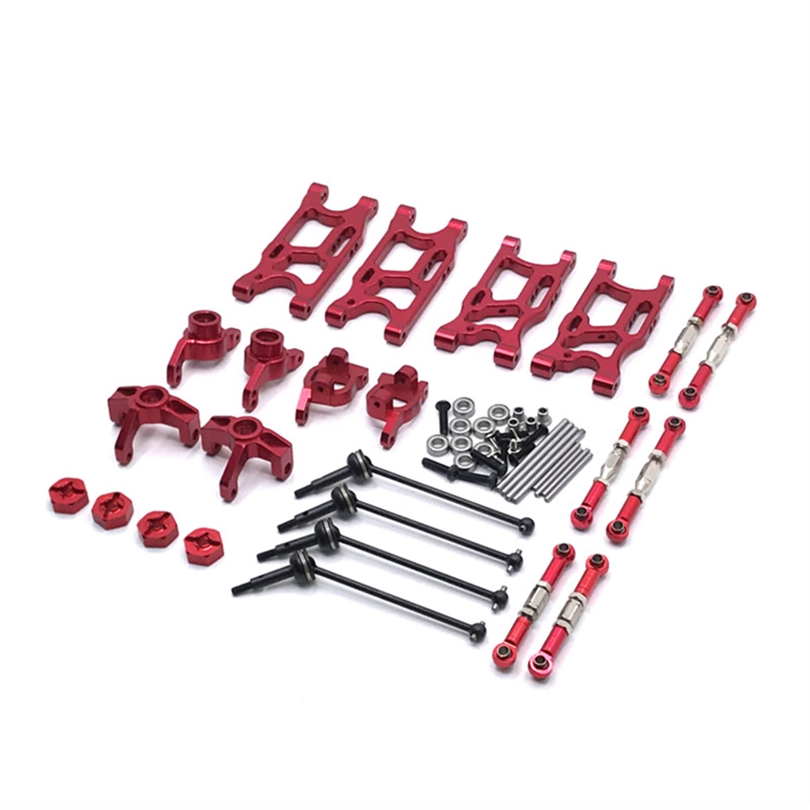 Vuzmode Upgrade Teile Schwinge Lenkung Cup Dog Bone CVD Spurstange Kit LC Racing, for WLtoys, 144001 124016 124017 124018 124019 RC Auto RC-Car-Upgrade-Teile(Red) von Vuzmode